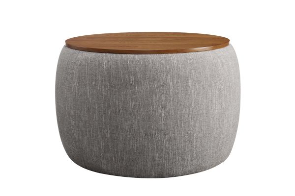 Perla Woven Heathered Fabric Upholstered Storage Ottoman 