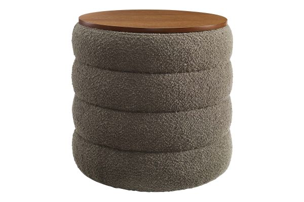Mezzo Round Boucle Fabric Storage Ottoman 