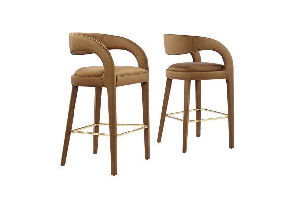 Pinnacle Performance Velvet Bar Stool Set of 2