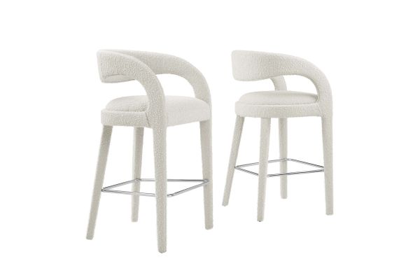 Pinnacle Boucle Upholstered Bar Stool Set of 2