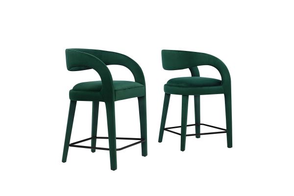 Pinnacle Performance Velvet Counter Stool Set of 2