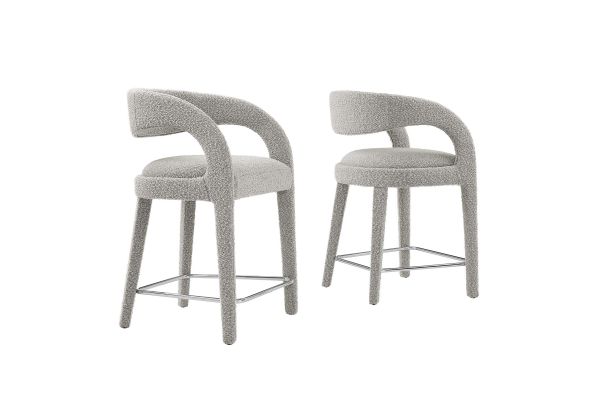 Pinnacle Boucle Upholstered Counter Stool Set of 2