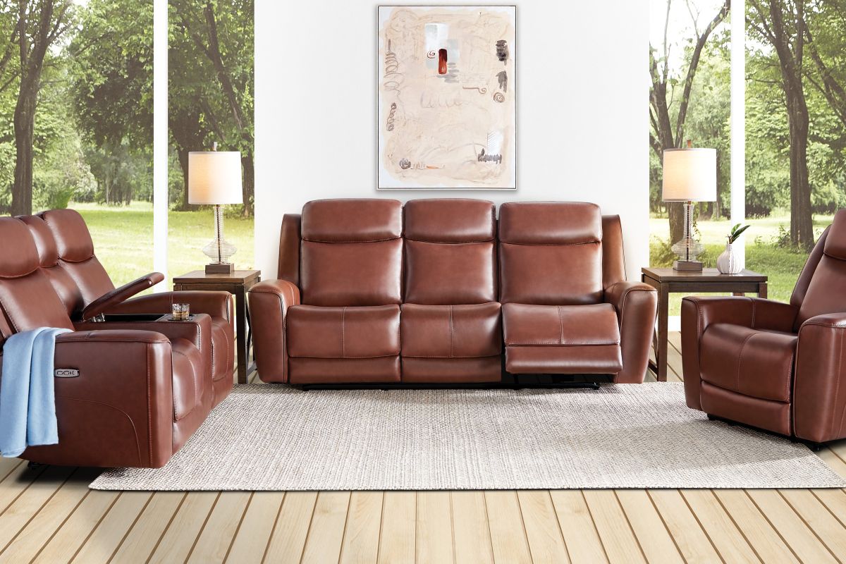 Scorpio Brown Leather Dual Power Reclining Sofa 11