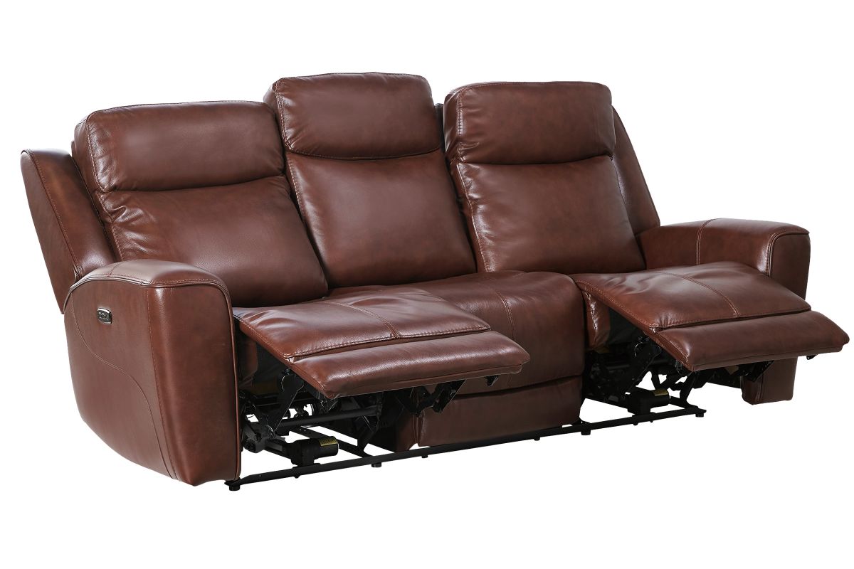 Scorpio Brown Leather Dual Power Reclining Sofa 6