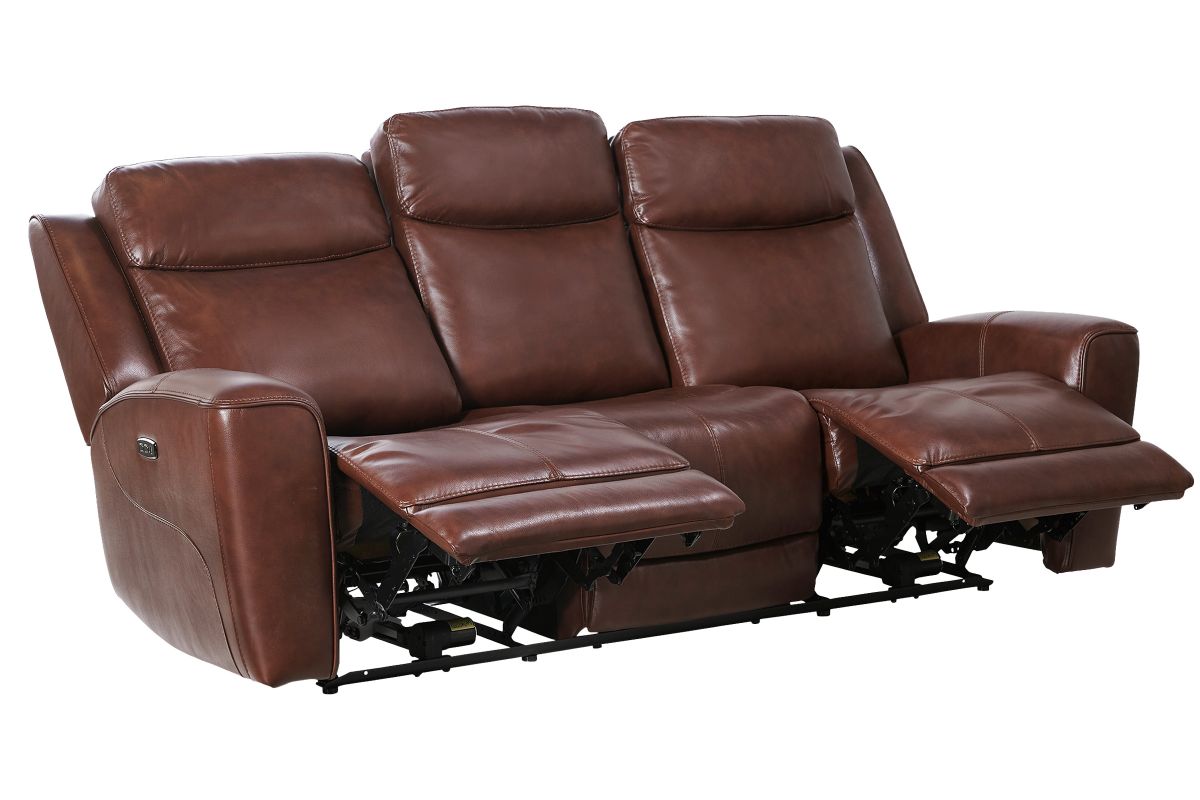 Scorpio Brown Leather Dual Power Reclining Sofa 5