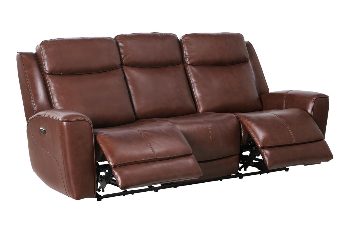 Scorpio Brown Leather Dual Power Reclining Sofa 4