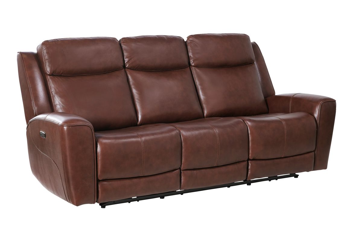 Scorpio Brown Leather Dual Power Reclining Sofa 3
