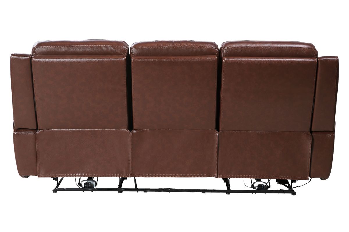 Scorpio Brown Leather Dual Power Reclining Sofa 7