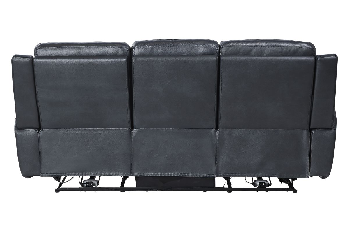 Scorpio Blue Leather Dual Power Reclining Sofa 7