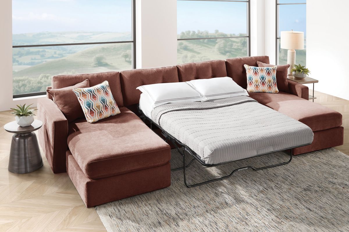ModularOne Sectional Merlot 3-Piece with Sleeper + Dual Chaises 5