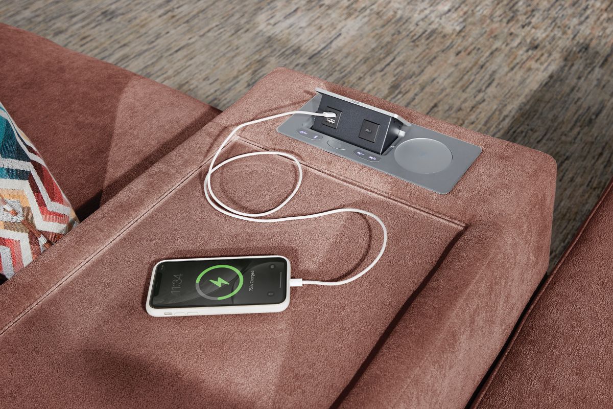 ModularOne Sectional Merlot 7-Piece Sectional with Sleeper + E-Console 10