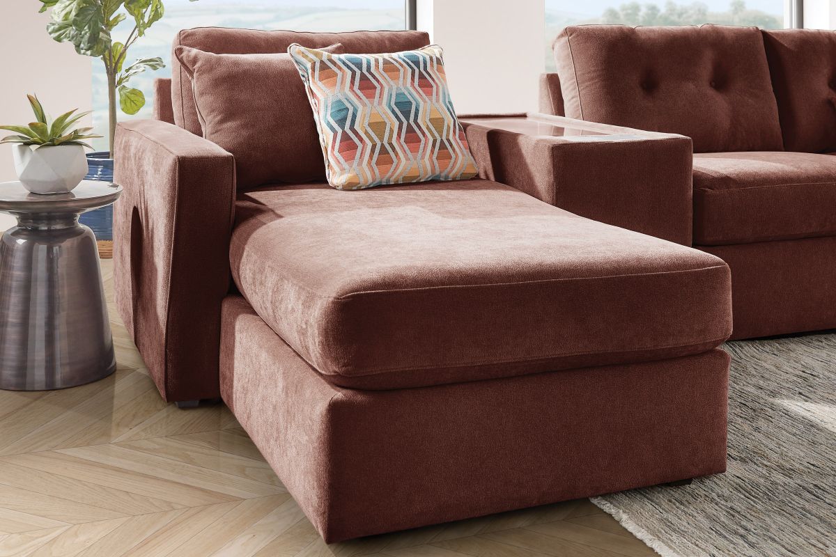 ModularOne Sectional Merlot 7-Piece Sectional with Sleeper + E-Console + Left Arm Facing Chaise 9