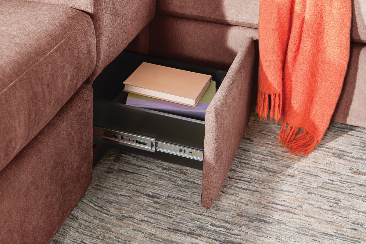 ModularOne Sectional Merlot 7-Piece Sectional with Sleeper + E-Console + Left Arm Facing Chaise 13