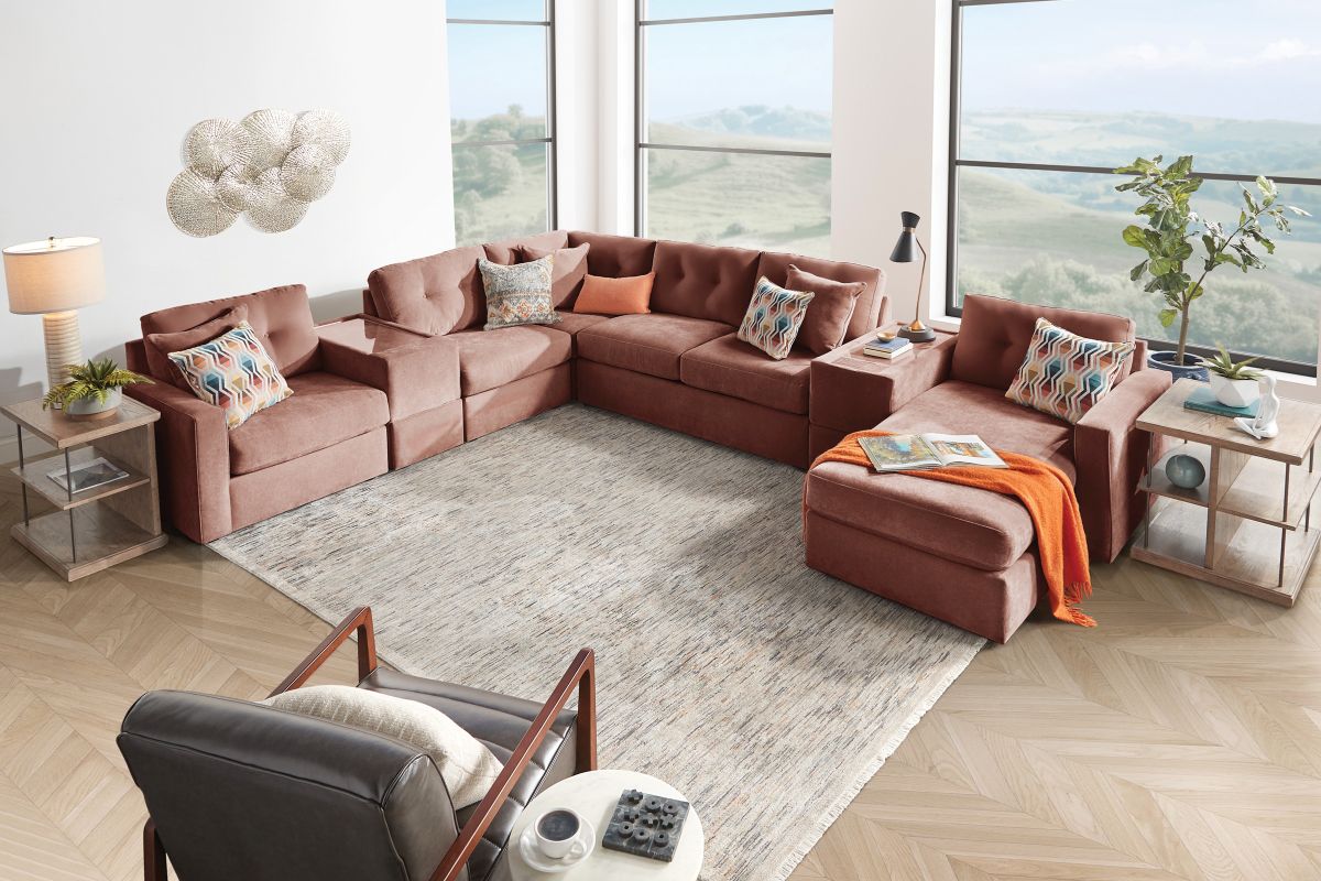 ModularOne Sectional Merlot 7-Piece Sectional with Sleeper + E-Console + Right Arm Facing Chaise 8