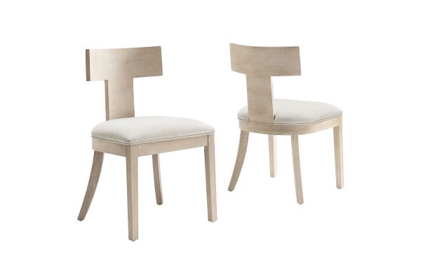 Peregrine Wood and Fabric Upholstered Dining Chairs Set of 2