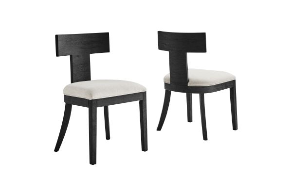 Peregrine Wood and Fabric Upholstered Dining Chairs Set of 2