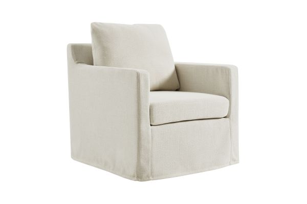 Serene Linen Slipcovered Swivel Armchair
