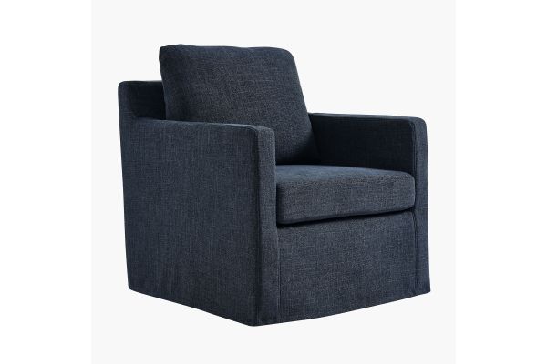 Serene Linen Slipcovered Swivel Armchair