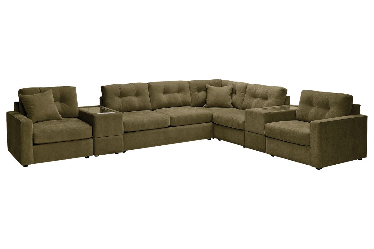 ModularOne Sectional Moss 7-Piece Sectional with Sleeper + E-Console 4