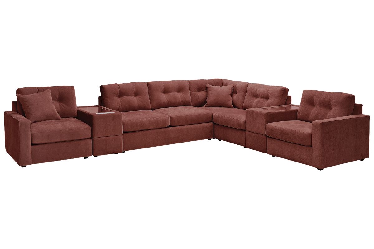 ModularOne Sectional Merlot 7-Piece Sectional with Sleeper + E-Console 4