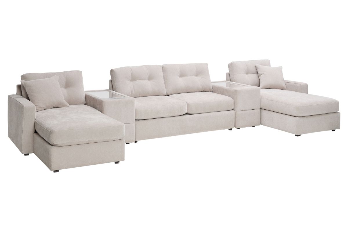 ModularOne Stone 5-Piece Sleeper Sectional with E-Console 4