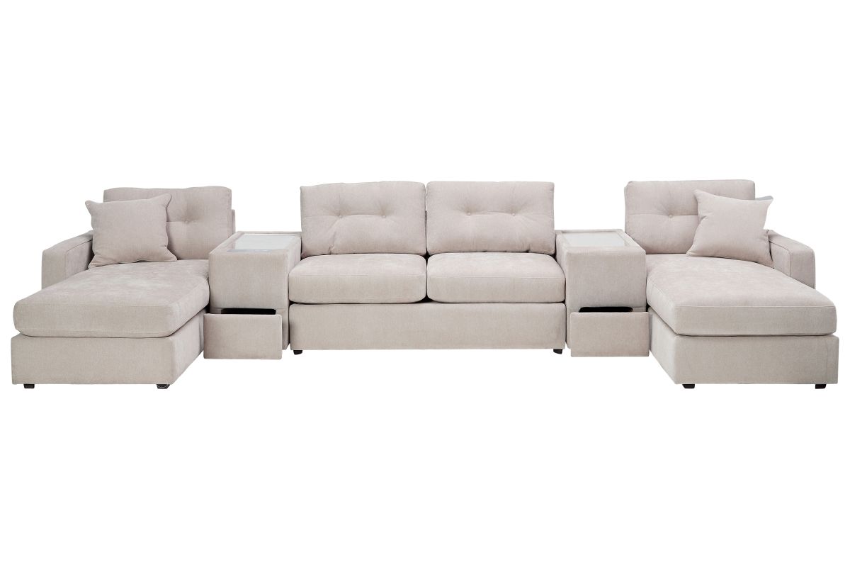 ModularOne Stone 5-Piece Sleeper Sectional with E-Console 3