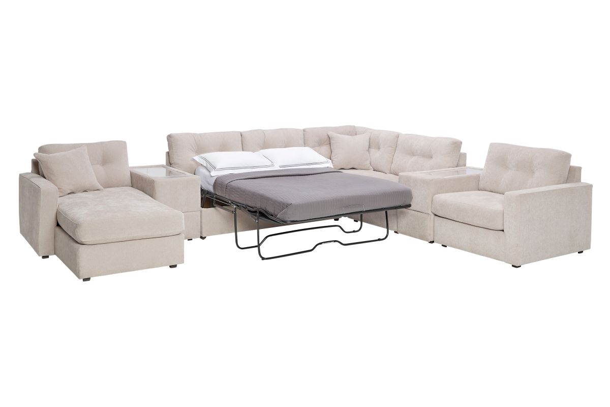 ModularOne Stone 7-Piece Sleeper Sectional with Left Arm Facing Chaise 5