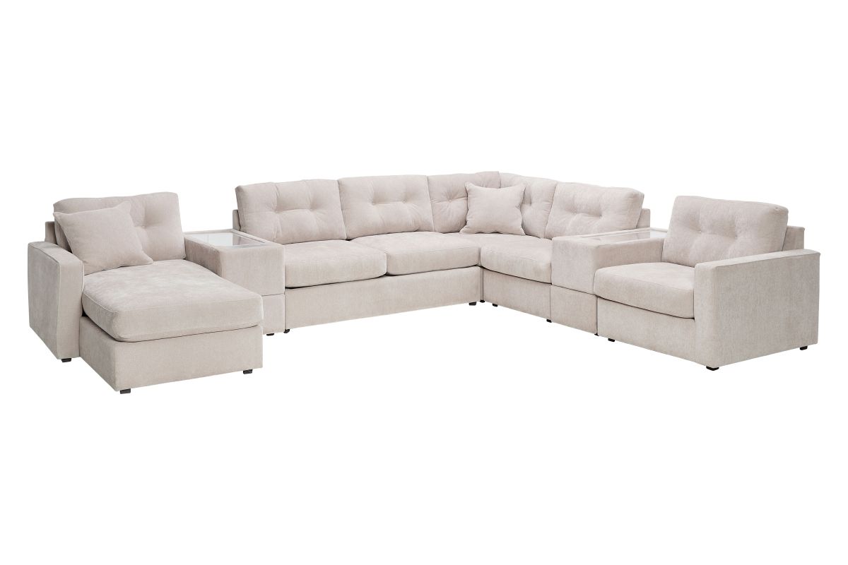 ModularOne Stone 7-Piece Sleeper Sectional with Left Arm Facing Chaise 4