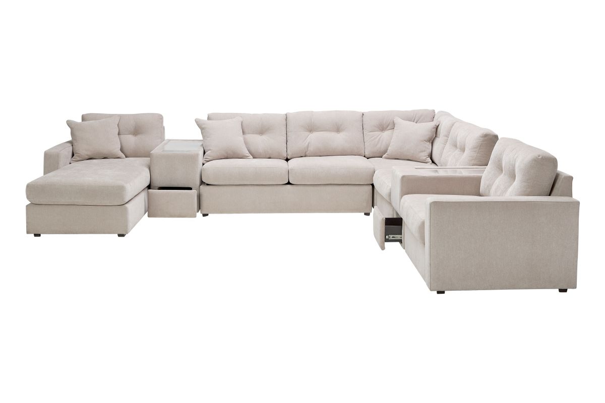 ModularOne Stone 7-Piece Sleeper Sectional with Left Arm Facing Chaise 3
