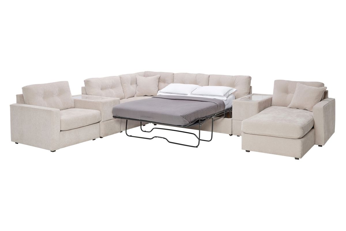 ModularOne Stone 7-Piece Sleeper Sectional with Right Arm Facing Chaise 5