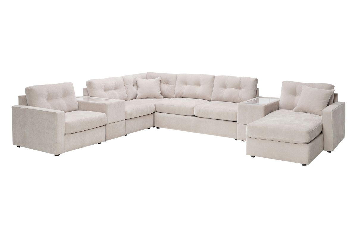 ModularOne Stone 7-Piece Sleeper Sectional with Right Arm Facing Chaise 4