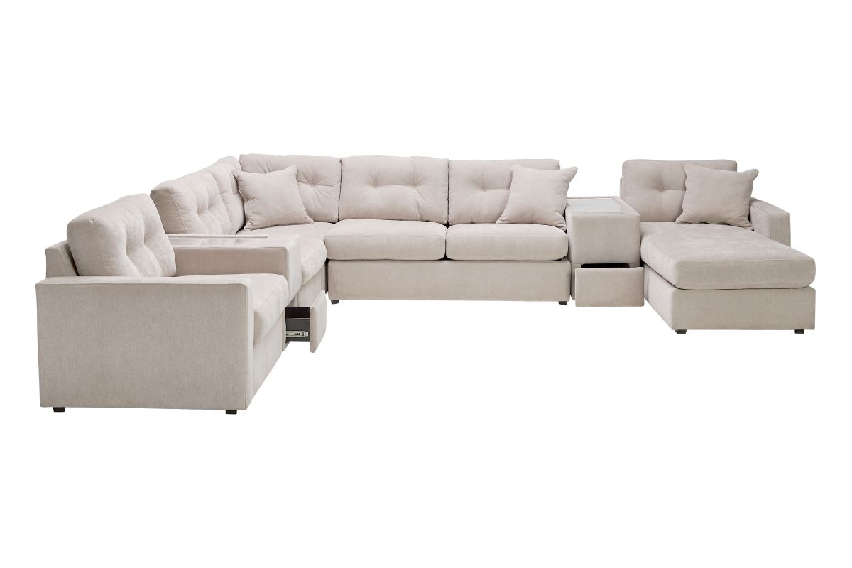 ModularOne Stone 7-Piece Sleeper Sectional with Right Arm Facing Chaise 3