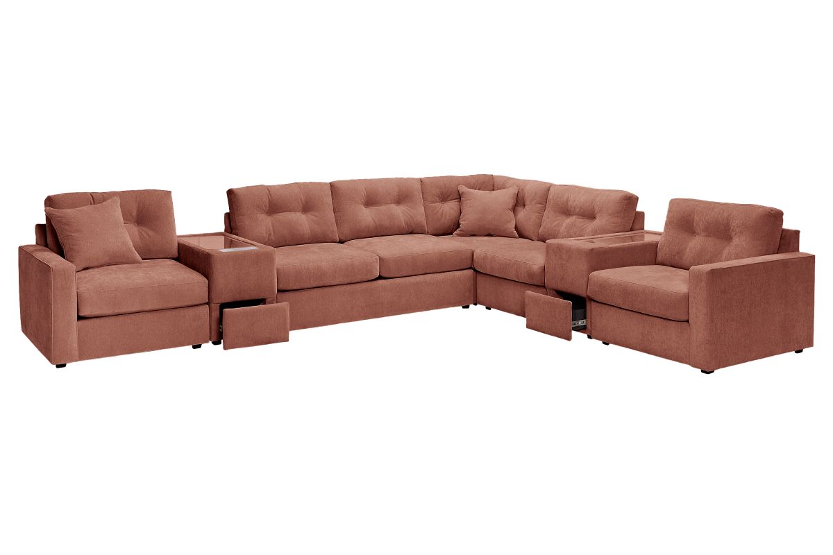 ModularOne Sectional Cantaloupe 7-Piece Sectional with Sleeper + E-Console 4