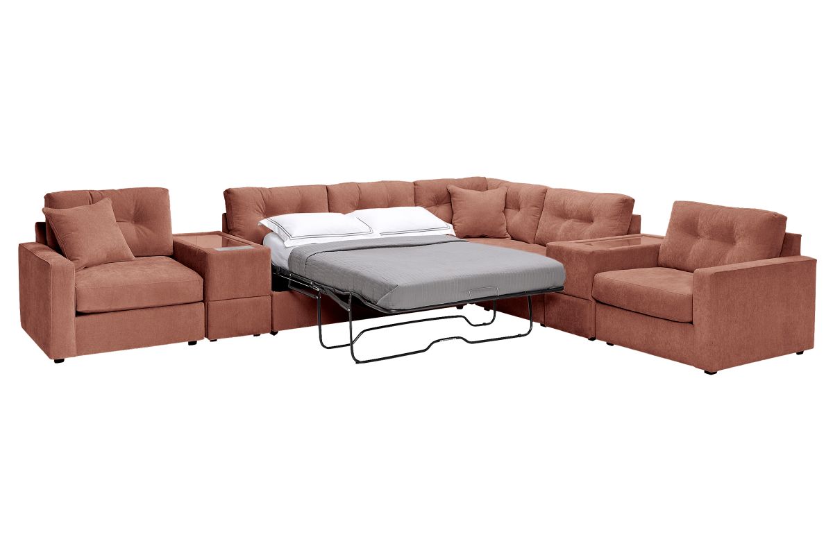 ModularOne Sectional Cantaloupe 7-Piece Sectional with Sleeper + E-Console 5