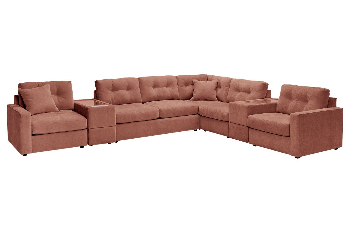 ModularOne Sectional Cantaloupe 7-Piece Sectional with Sleeper + E-Console 3