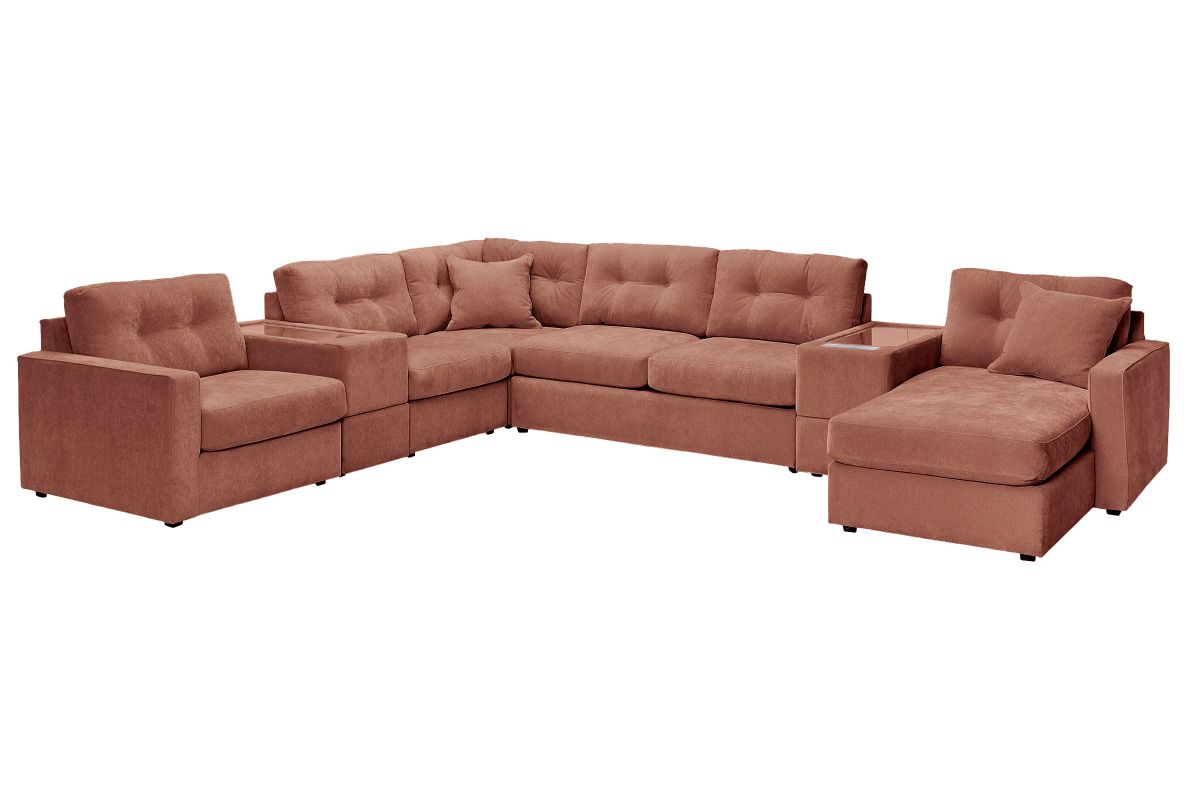 ModularOne Sectional Cantaloupe 7-Piece Sectional with Sleeper + E-Console + Right Arm Facing Chaise 3