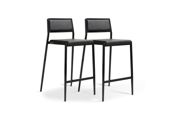 Gale Black Performance Vegan Leather Stackable Stool - Set of 2