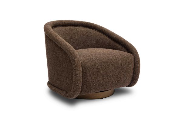 Rory Chocolate Brown Boucle Swivel Chair