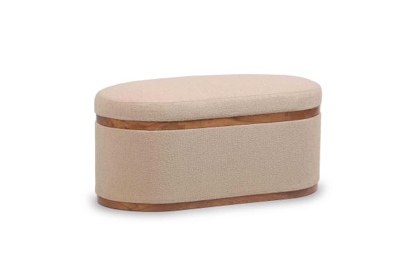 Olivier Ivory Boucle Oval Storage Ottoman