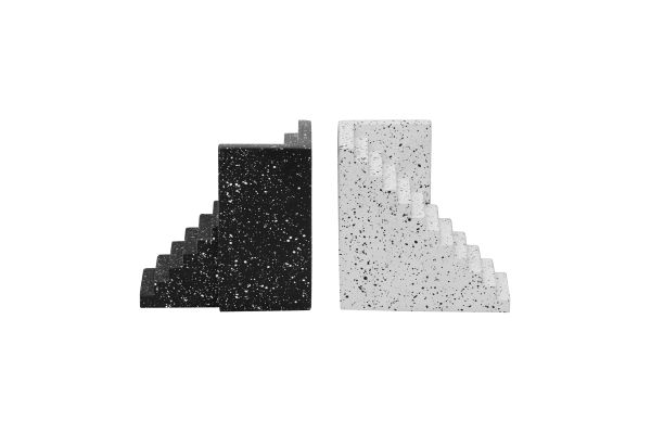 Gabby Speckled Black and White Stairway Bookends