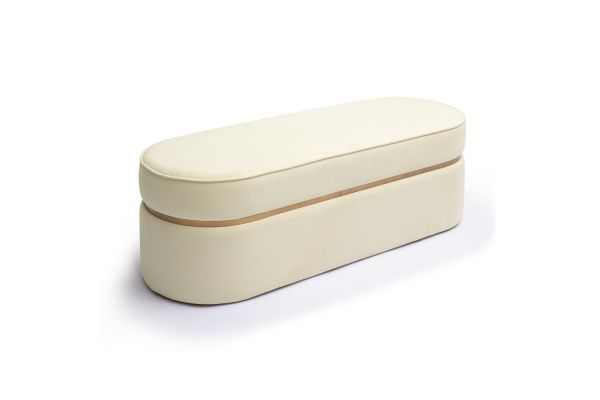 Pomp Cream Velvet Bench