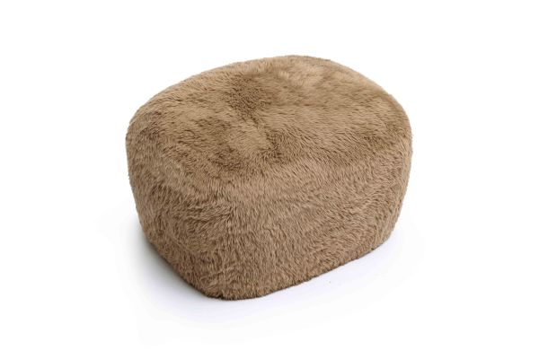 Britt Dark Taupe Vegan Shearling Ottoman