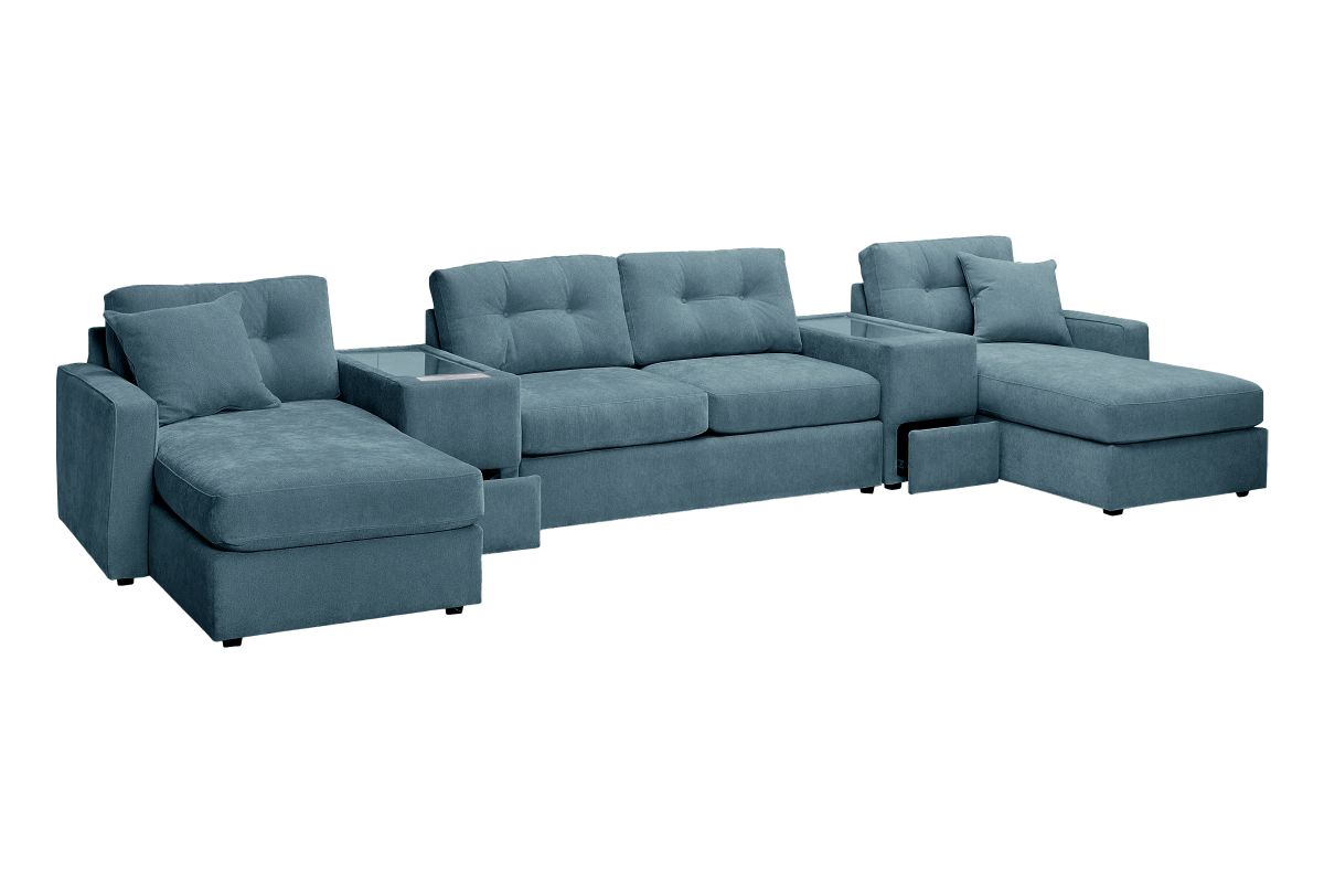 ModularOne Sectional Teal 5-Piece Sectional with Sleeper + E-Console 4