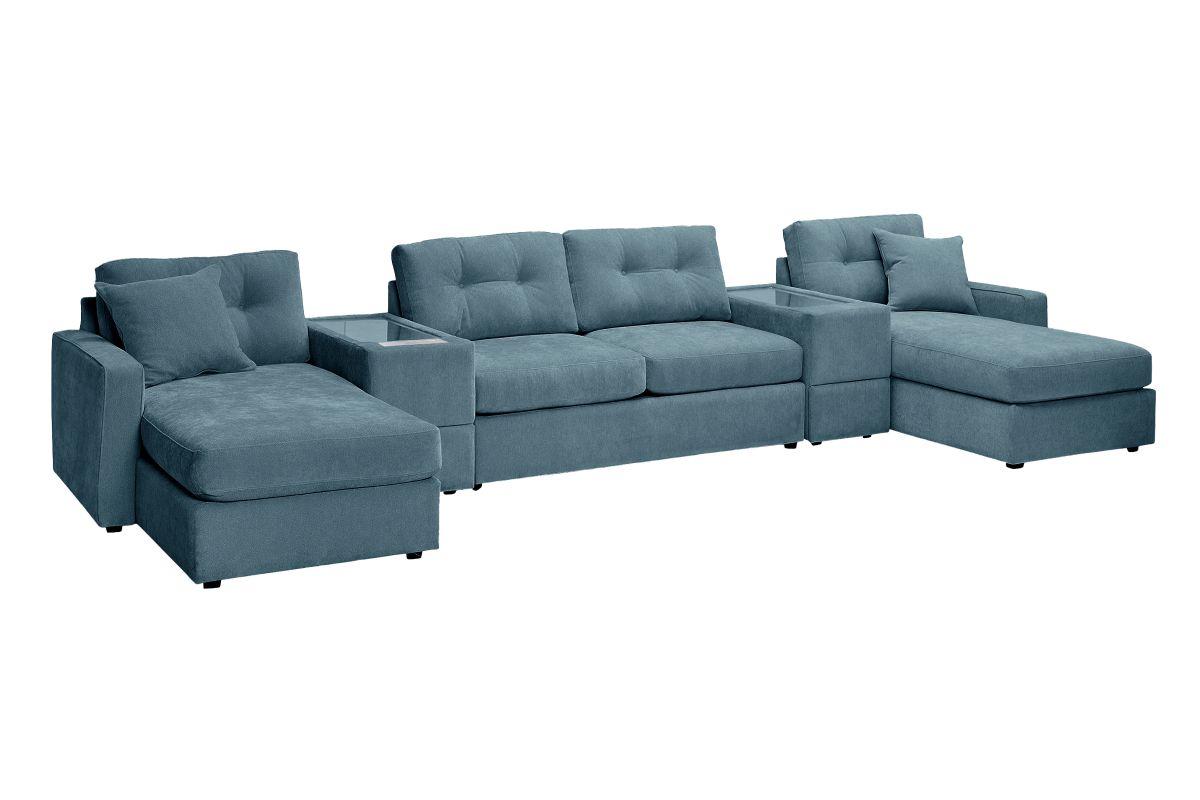 ModularOne Sectional Teal 5-Piece Sectional with Sleeper + E-Console 3