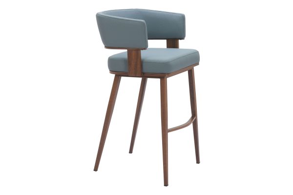 Poise Barstool Azure Gray & Walnut