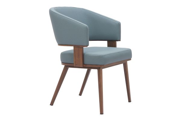 Poise Dining Chair Azure Gray & Walnut