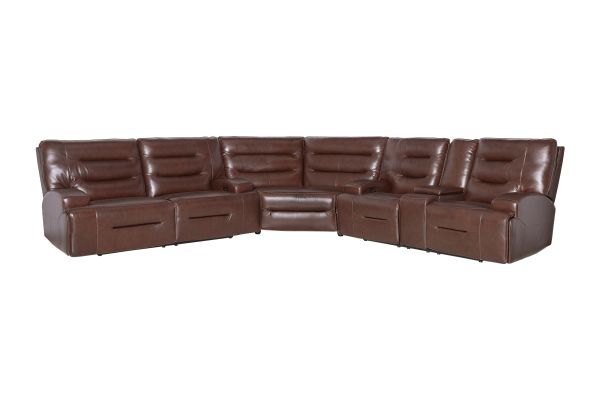 Cade Brown 3-Piece Leather Dual Power Reclining Sectional