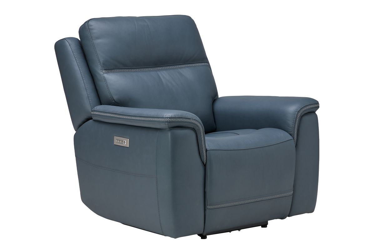 Stephen Blue Leather Triple Power Recliner  2