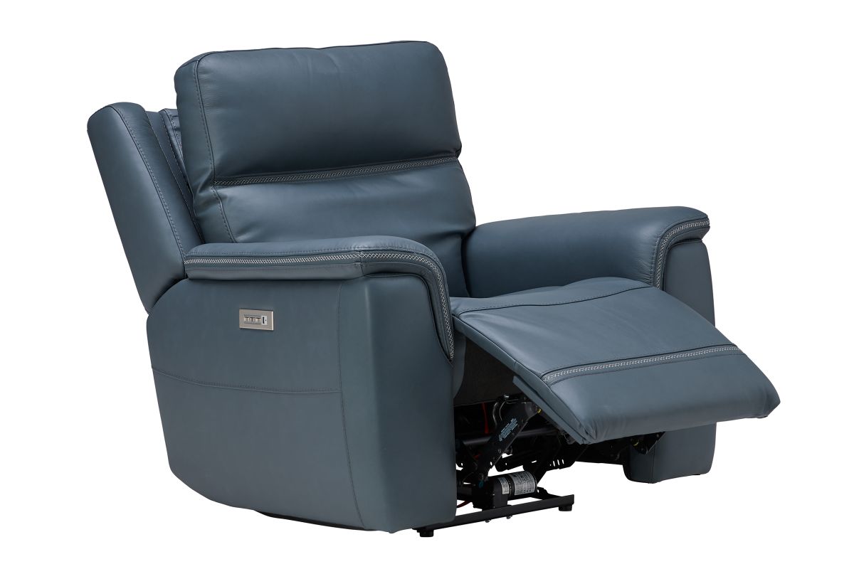 Stephen Blue Leather Triple Power Recliner  3