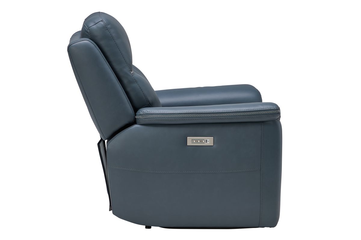 Stephen Blue Leather Triple Power Recliner  6